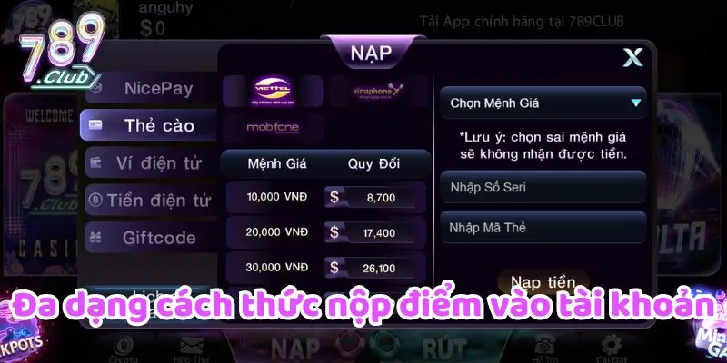 Đa dạng cách thức nộp điểm vào tài khoản