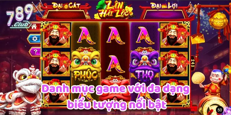 Danh mục game với đa dạng biểu tượng nổi bật