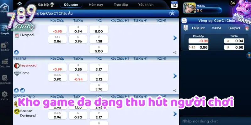 Kho game đa dạng thu hút người chơi
