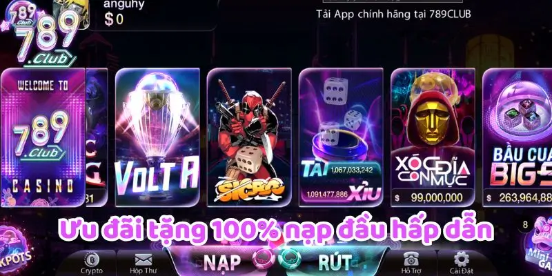 Ưu đãi tặng 100% nạp đầu hấp dẫn